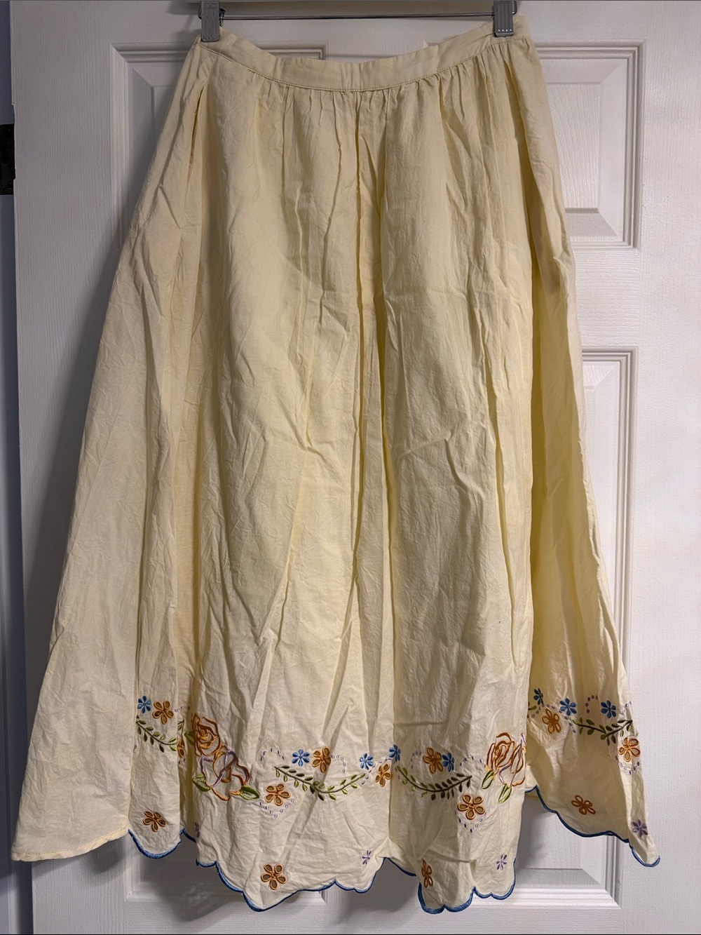 Women's Cream cotton midi skirt and top set